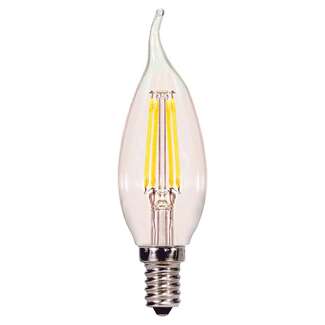 4 Watt - Candelabra Base 2700K - CA11 Filament LED 80 CRI - Clear - Dimmable Satco Lighting