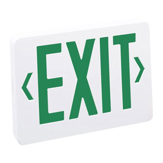 LED Exit Sign, AC Only - Green Letters, White Housing