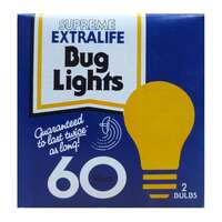 60 Watt A19 - Yellow Bug Light Incandescent - 2,000 Hour Supreme Lighting Corp