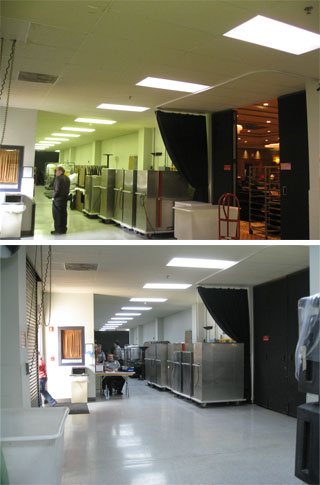 Employee area of a hotel before and after an upgrade to Vi-Tek 93 Plus